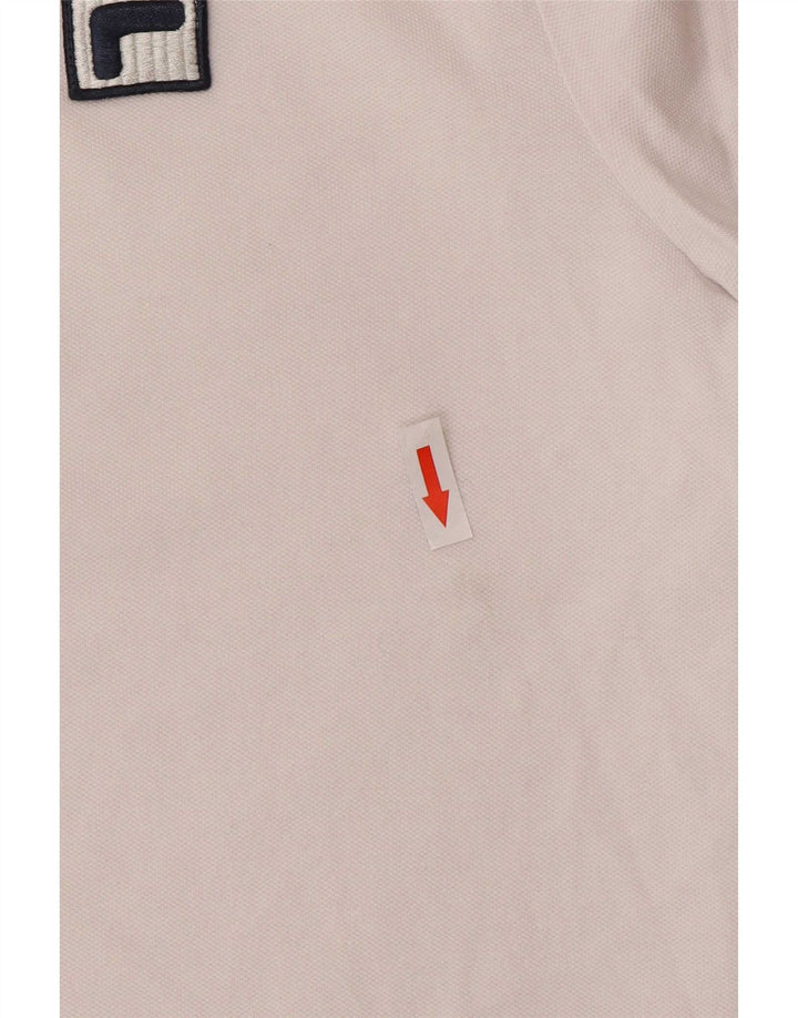 Fila Polo para hombre de algodón color block blanco pequeño