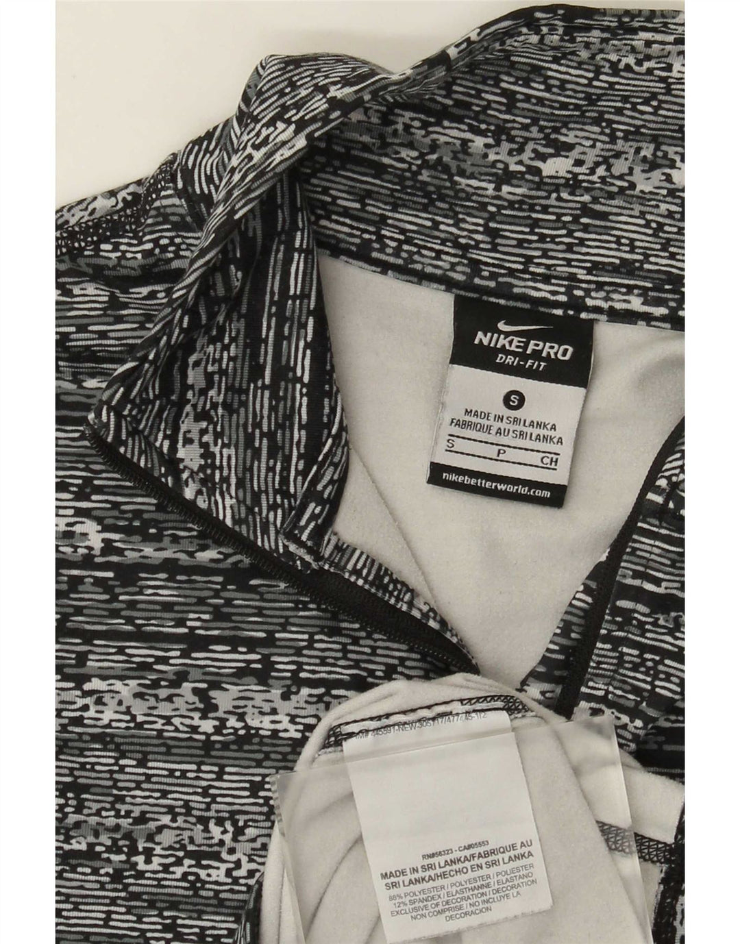 Nike - Camiseta con cuello y cremallera para hombre, manga larga, poliéster moteado gris pequeño