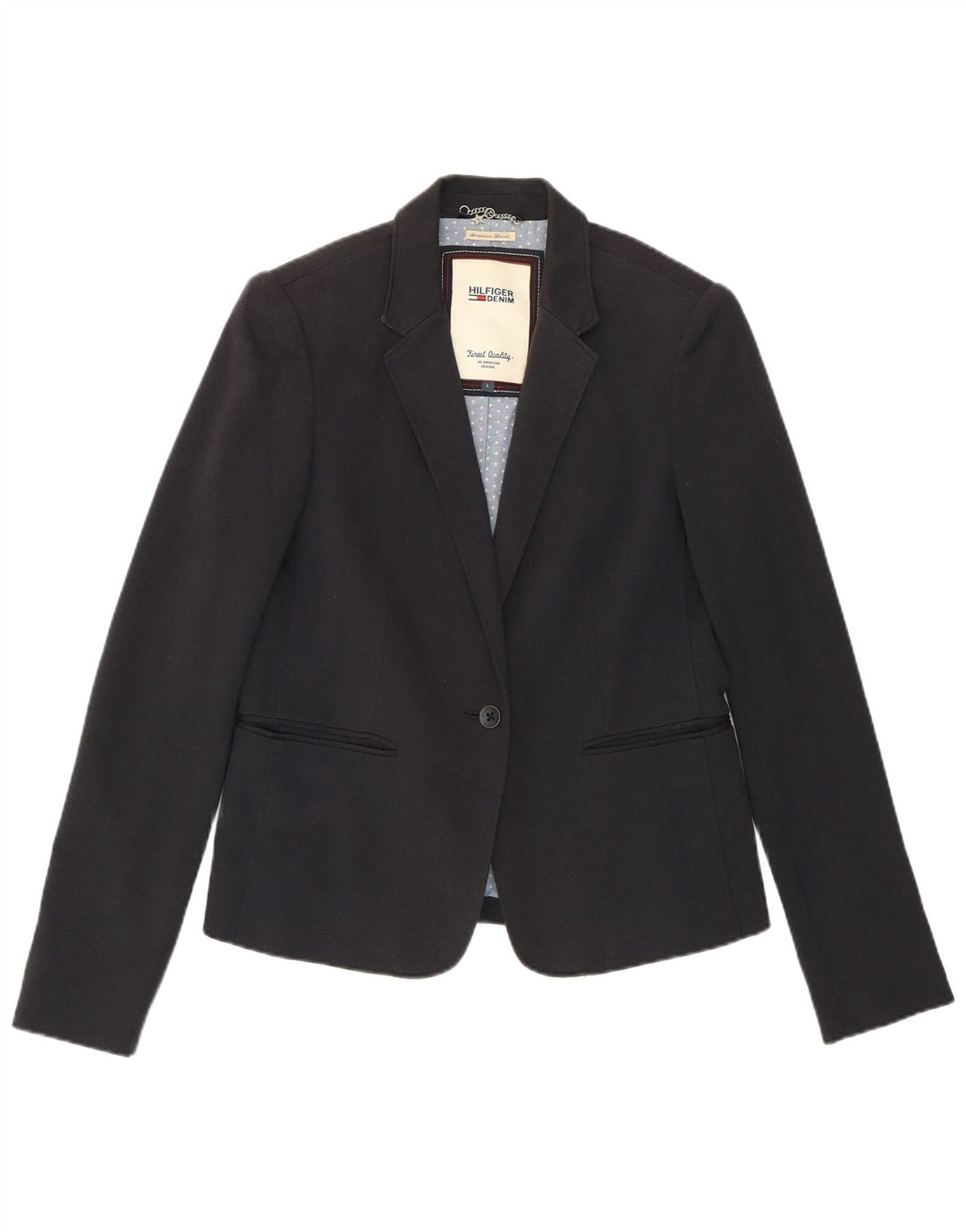 TOMMY HILFIGER Chaqueta tipo blazer con 1 botón para mujer UK 44 Grande Algodón azul marino