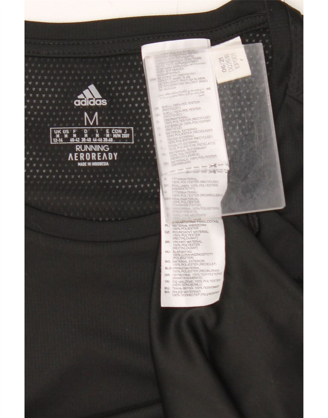 ADIDAS Mujer Aeroready Camiseta Top UK 12/14 Mediano Negro Poliéster