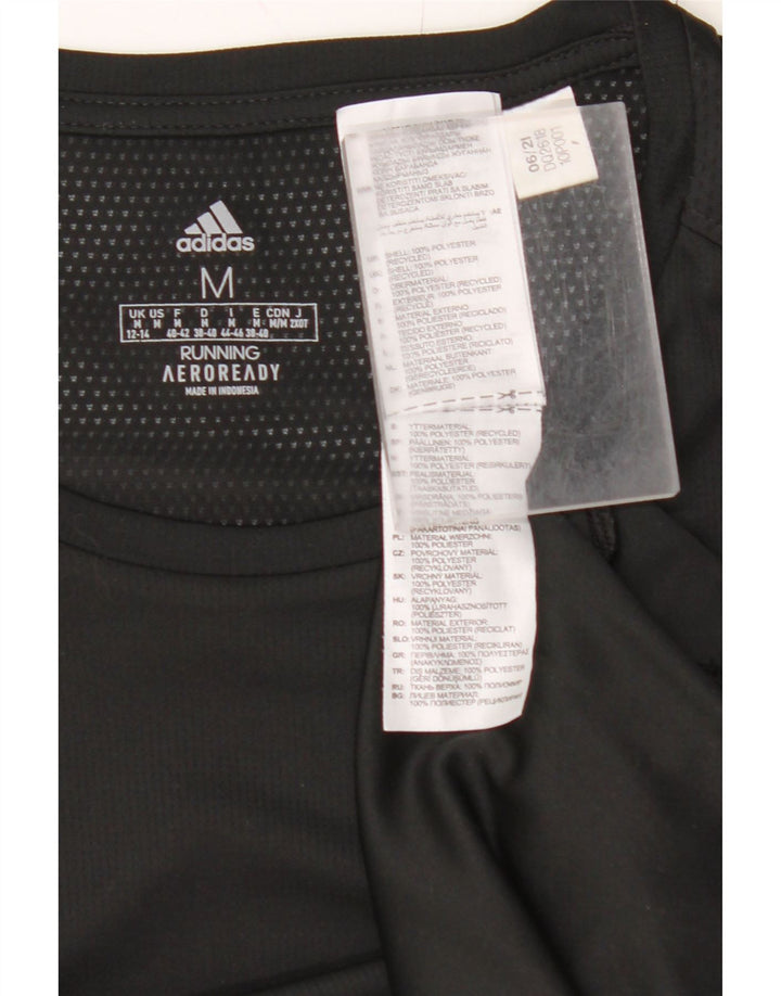 ADIDAS Mujer Aeroready Camiseta Top UK 12/14 Mediano Negro Poliéster