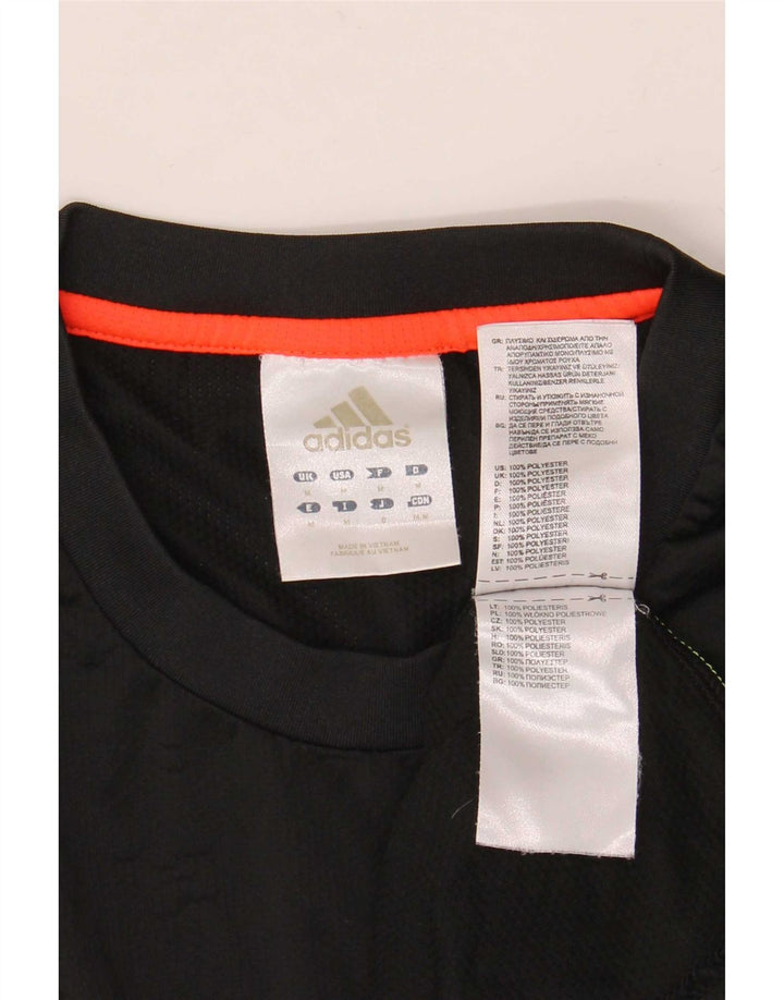 Adidas Hombre Camiseta Gráfica Top Medio Negro Colorblock Poliéster