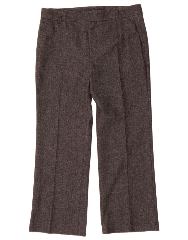 Zara Mujer Pantalón De Traje Recto EU 40 Medium W30 L27 Gris Espiga