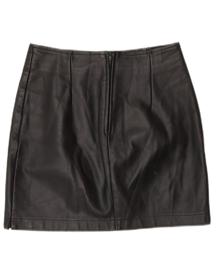 COLOMBUS Falda de cuero para mujer W26 Small Black Leather