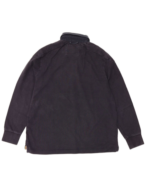 Howick Polo de rugby de manga larga para hombre, tamaño grande, algodón azul marino