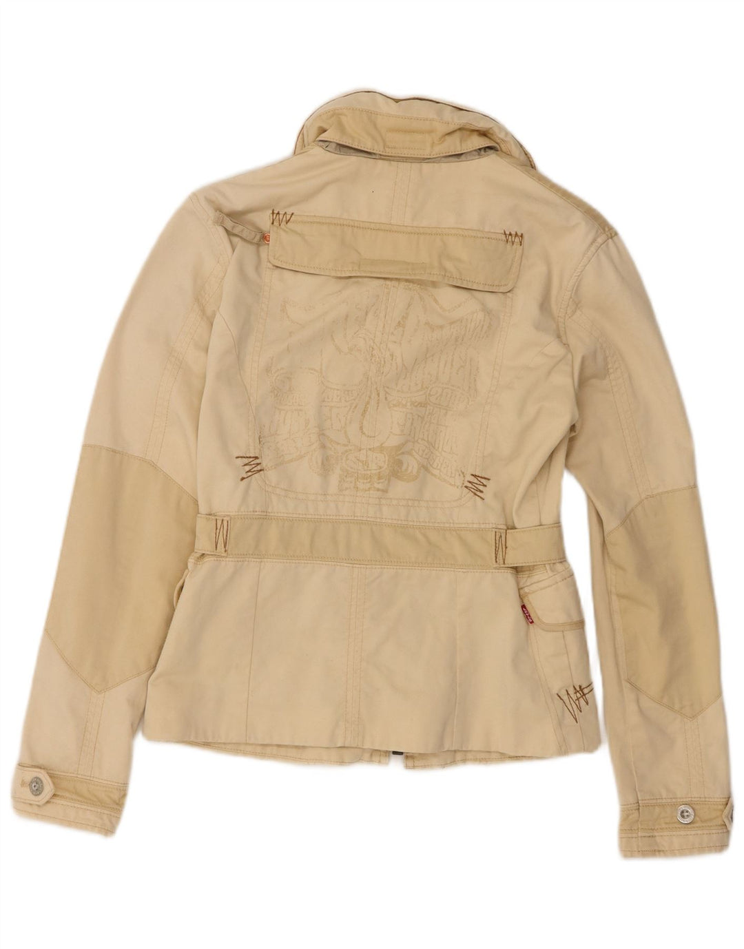 Levi's Chaqueta utilitaria con capucha gráfica para mujer UK 10 Small Beige Cotton