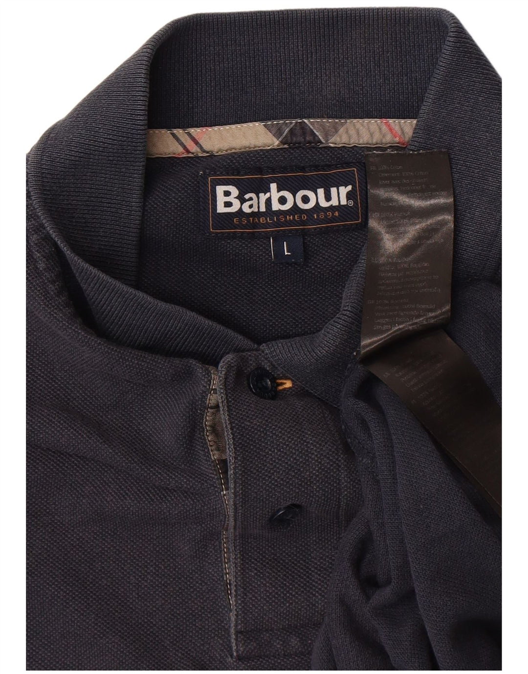 Barbour Polo Hombre Grande Azul Marino Algodón