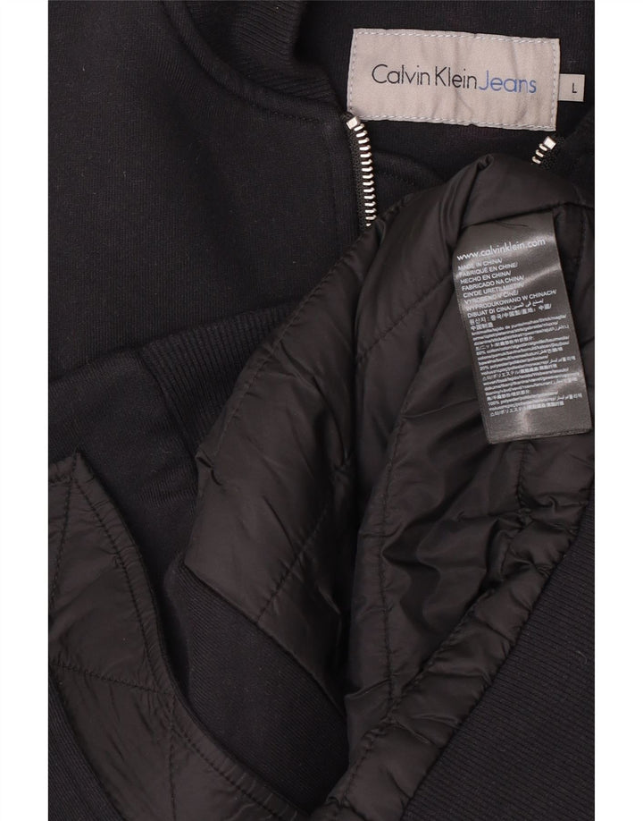 Calvin Klein Jeans Chaqueta Bomber para Hombre UK 40 Grande Algodón Negro
