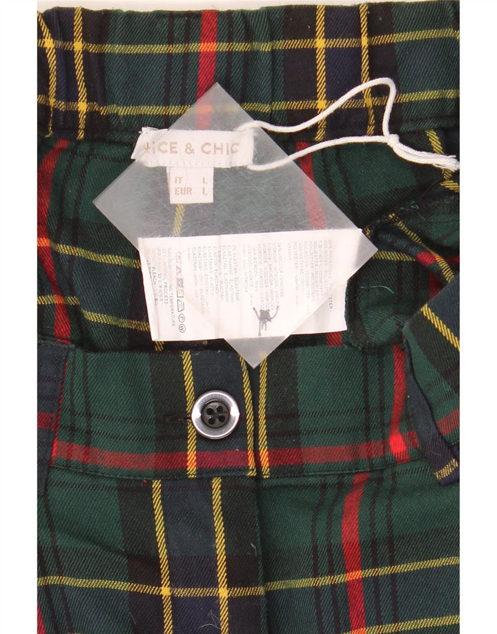 Pantalones cortos chinos para mujer Nice & Chic Large W32 Poliéster a cuadros verdes