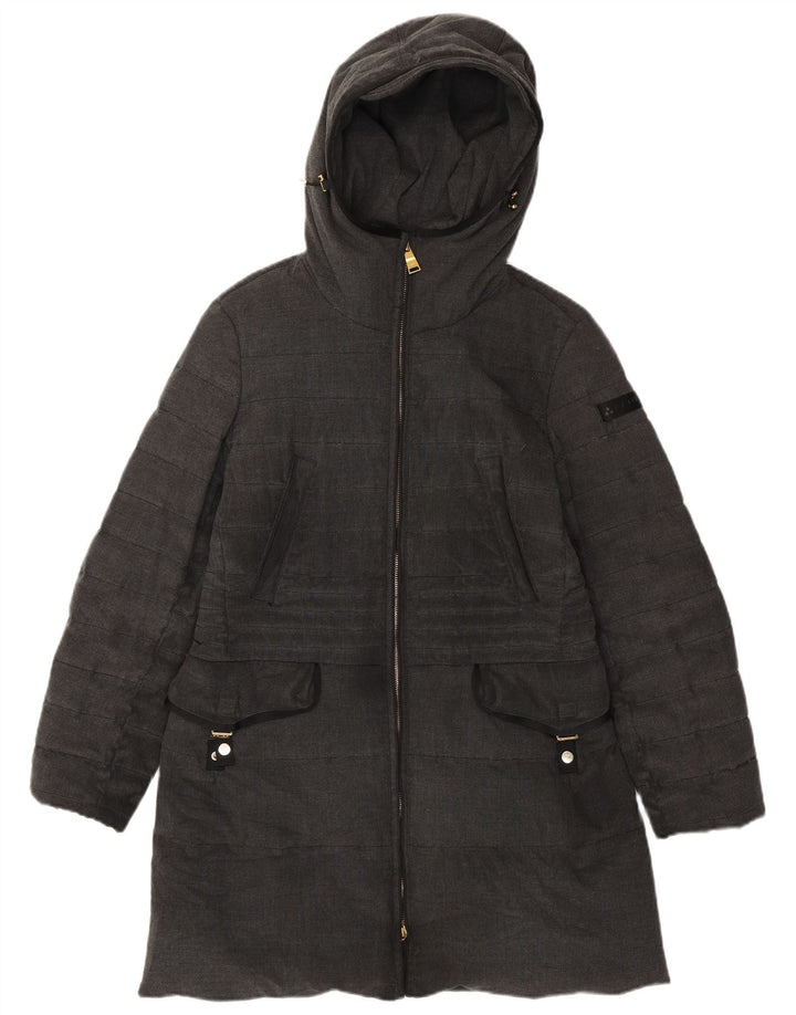 PEUTEREY Abrigo acolchado con capucha para mujer IT 46 Poliéster gris grande