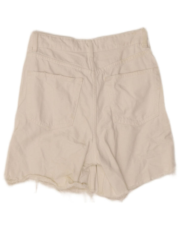 Zara Pantalones cortos de mezclilla desgastados para mujer EU 36 XS W26 Algodón blanco
