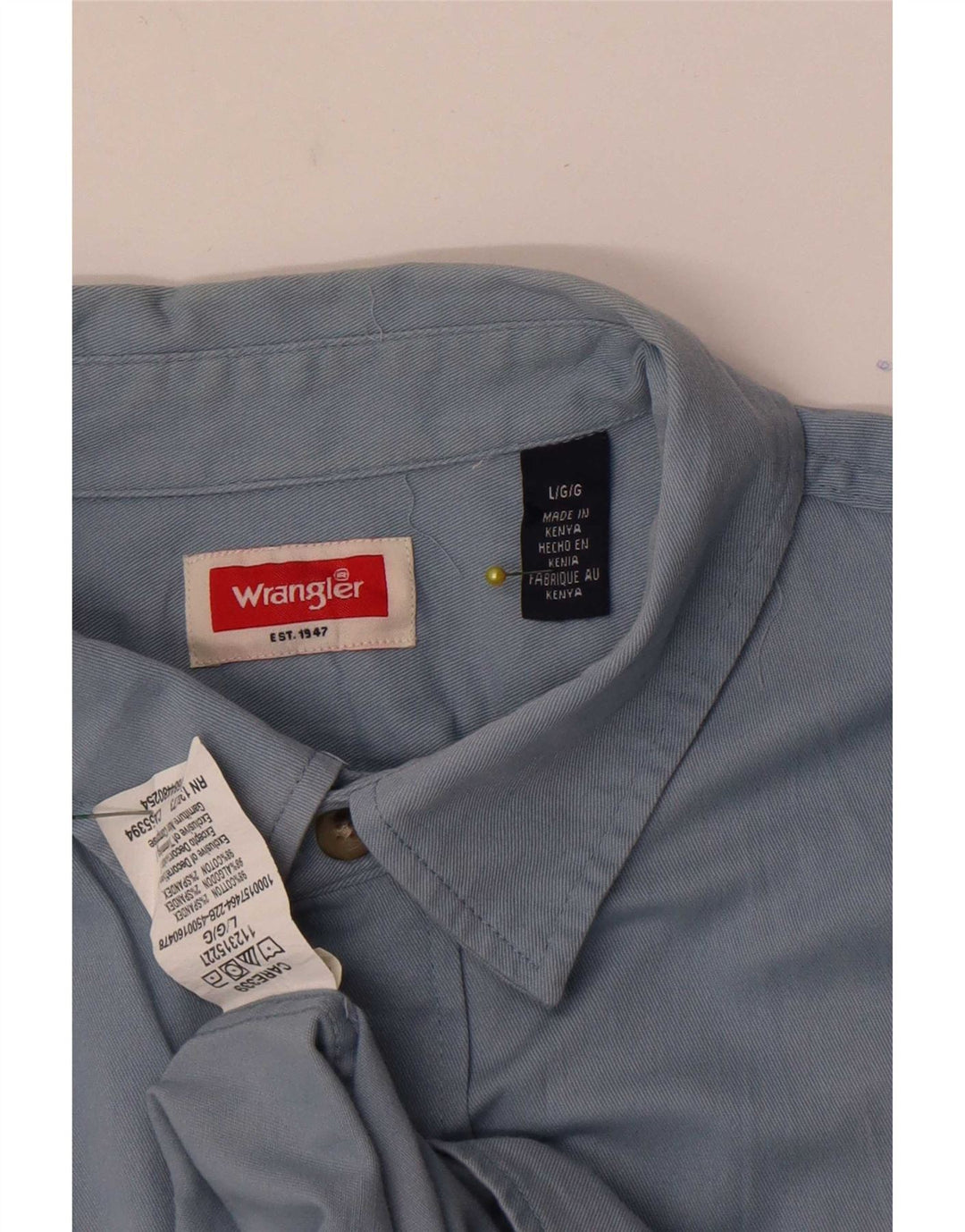 Wrangler - Camisa de manga corta para hombre, algodón azul grande