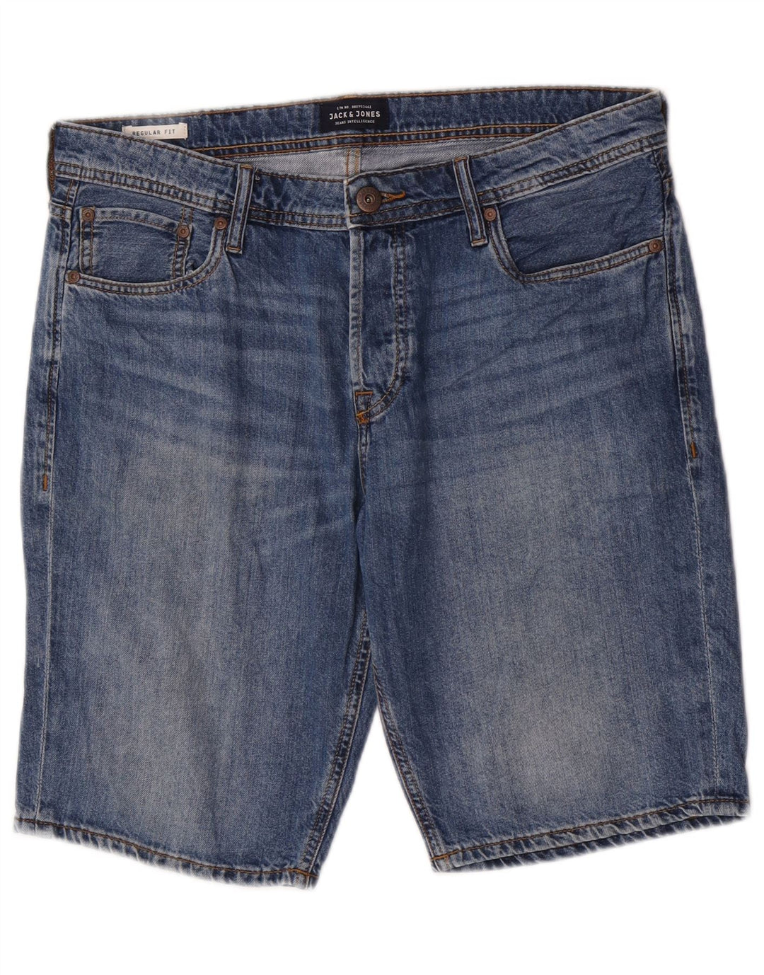 Jack & Jones Pantalones cortos vaqueros de corte regular para hombre, talla grande, W34, azul