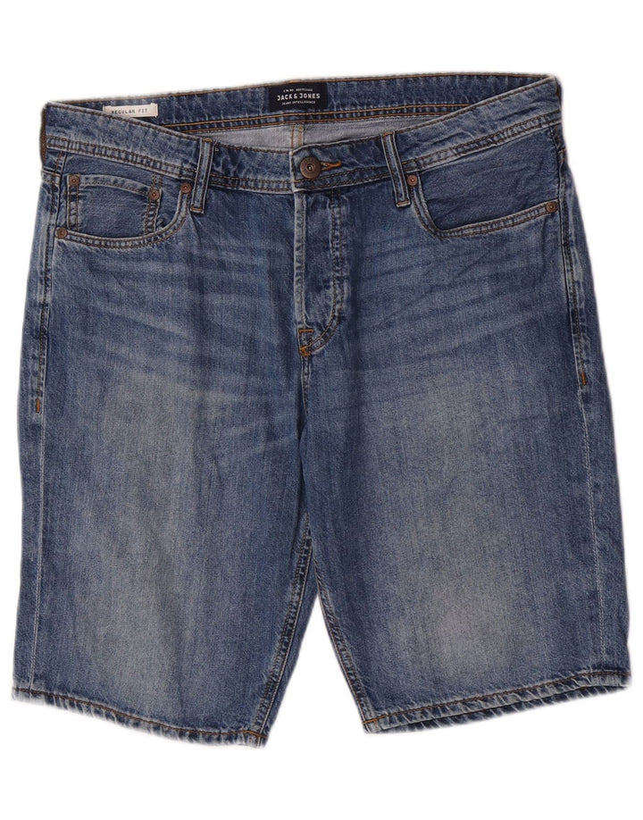 Jack & Jones Pantalones cortos vaqueros de corte regular para hombre, talla grande, W34, azul