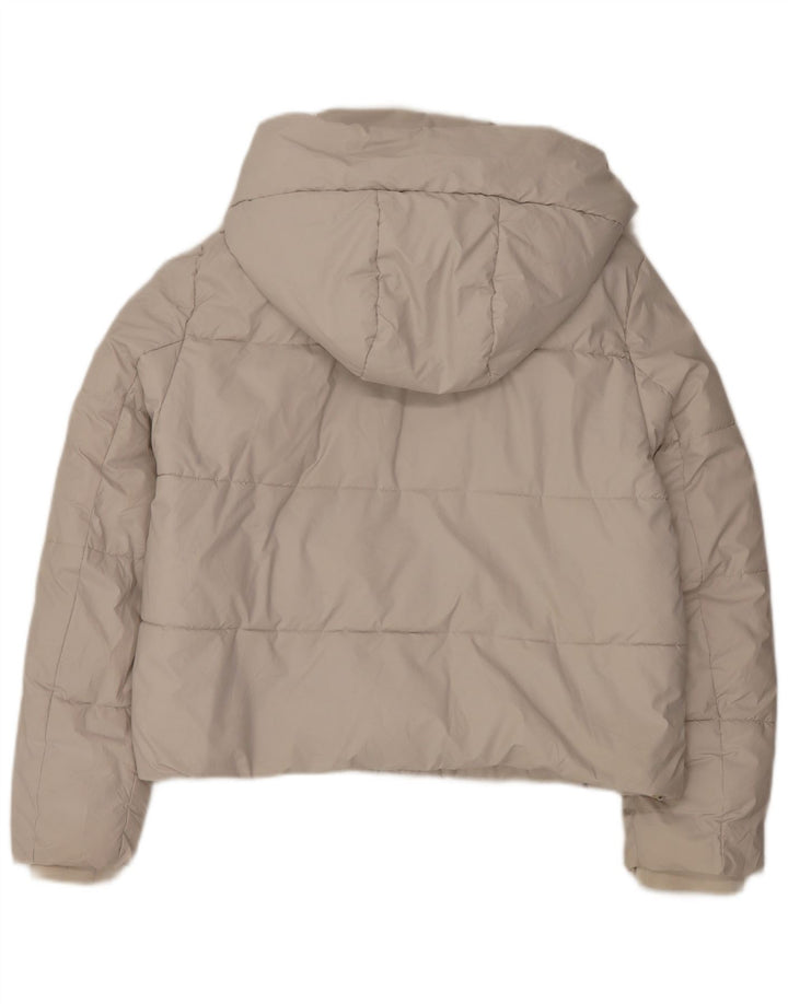 Zara Mujer Chaqueta Acolchada Con Capucha UK 46 Grande Poliéster Blanco