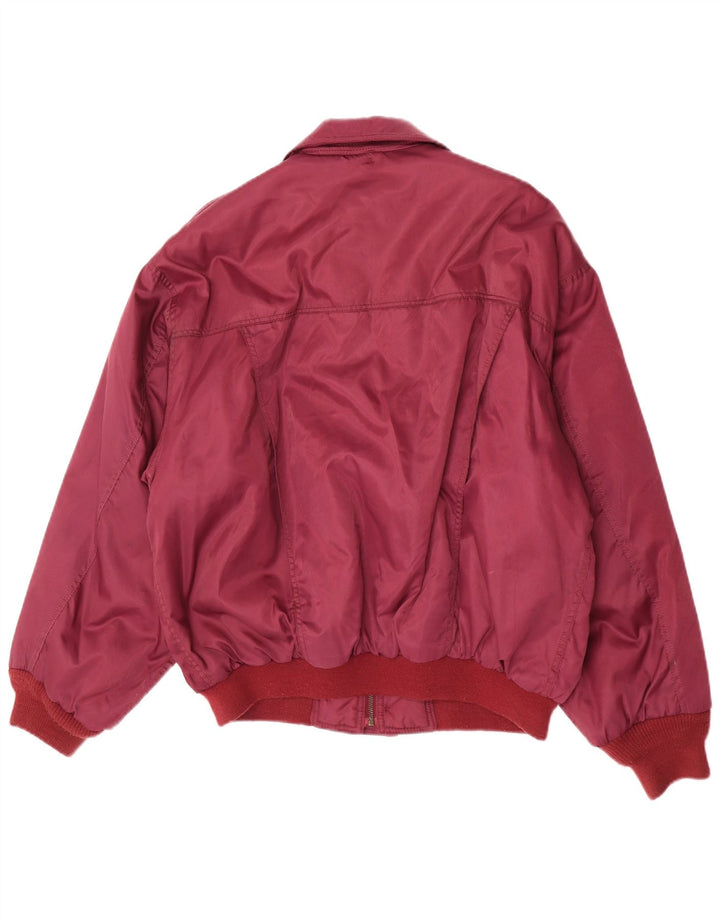Vintage hombres acolchado chaqueta bomber Reino Unido 38 medio borgoña nylon