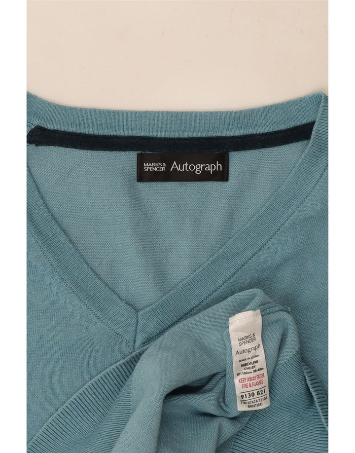Marks & Spencer Jersey Autograph con Cuello en V para Hombre de algodón Azul Medio