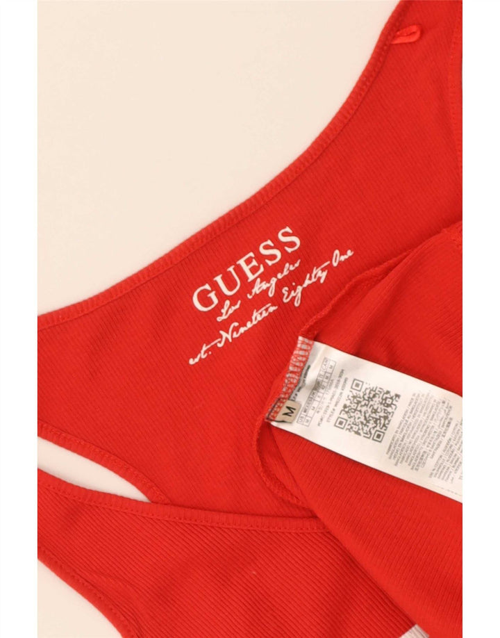 Guess Top sin mangas gráfico para mujer Reino Unido 12 Algodón rojo mediano