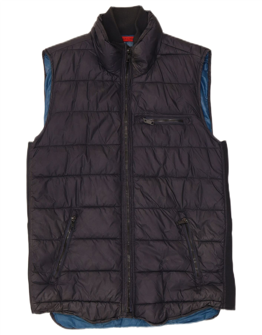 Zara Hombre Chaleco Acolchado UK 38 Medio Azul Marino Poliéster