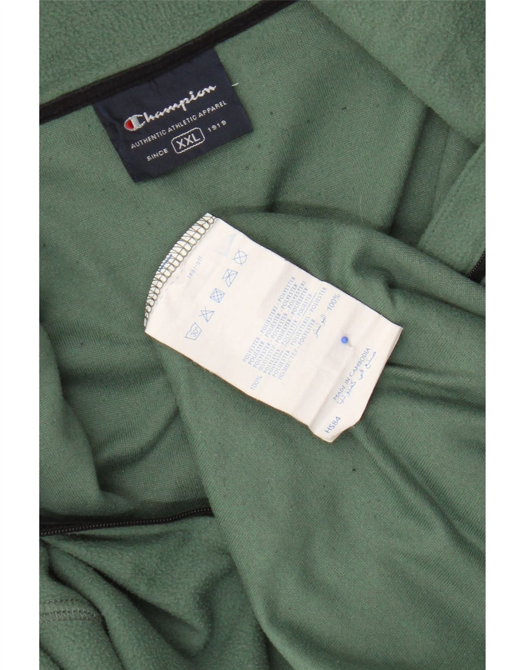 Champion Jersey de forro polar con cuello y cremallera para hombre 2XL Poliéster verde