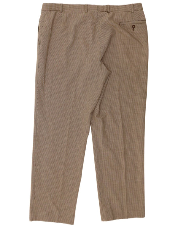 Marks & Spencer Pantalón de traje recto para hombre W40 L31 Pata de gallo beige