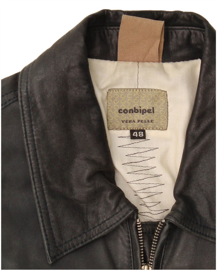 Conbipel Chaqueta Bomber De Cuero Para Hombre IT 48 Cuero Negro Mediano