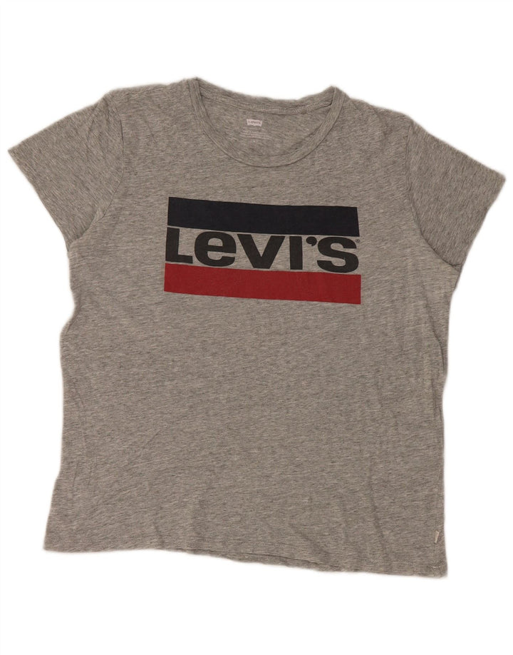 Levi's Camiseta gráfica para mujer Top UK 44 Algodón gris medio