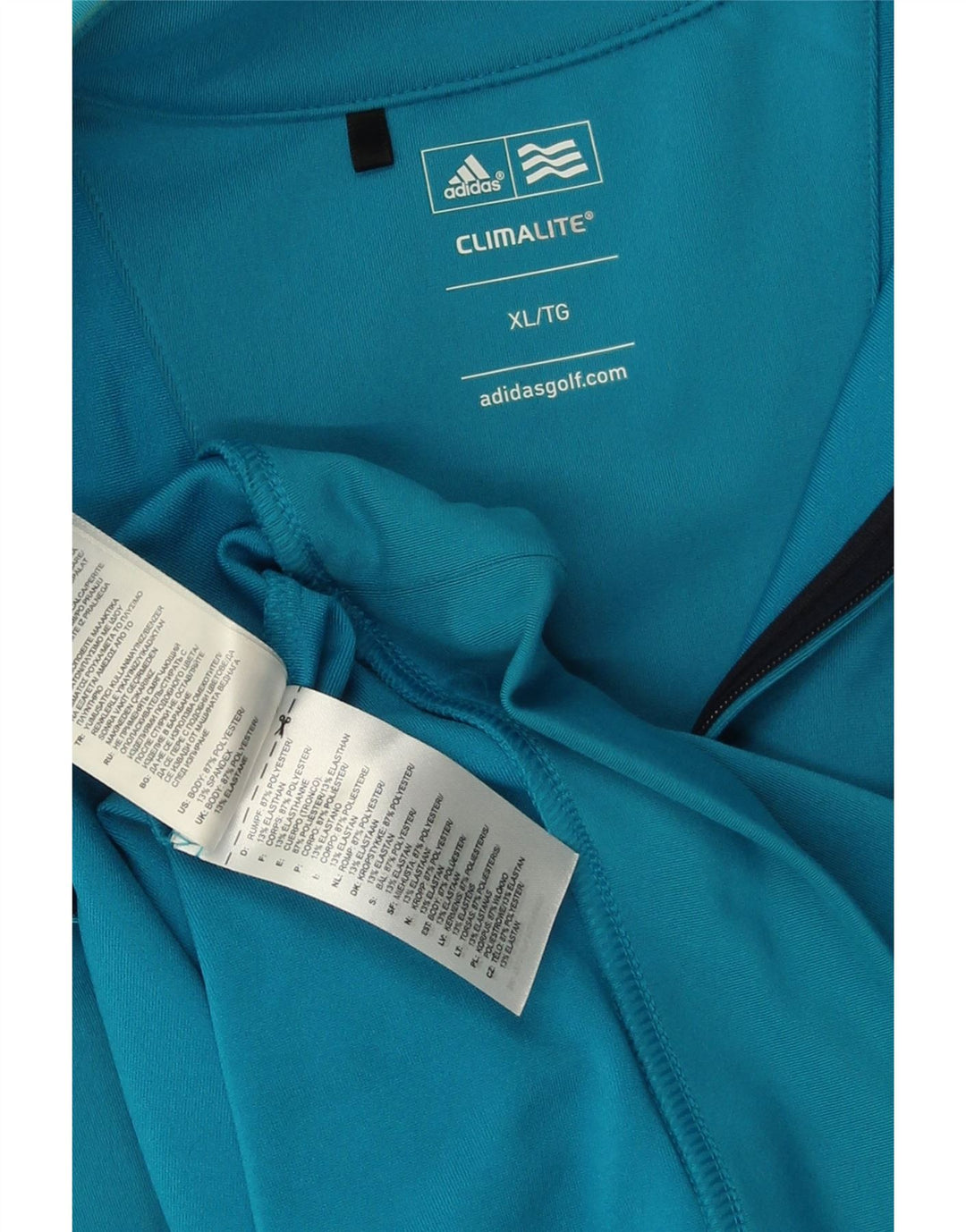 ADIDAS Hombre Climalite Zip Neck Sudadera Jumper XL Poliéster Azul