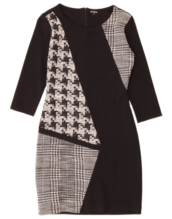 Desigual Vestido tubo de manga 3/4 para mujer UK 10 Small Black Patchwork