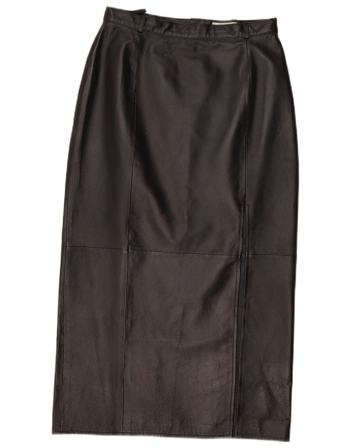 Falda de cuero vintage para mujer W28 cuero negro medio