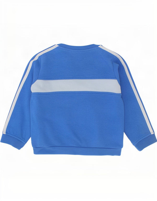 Adidas Baby Boys Sweatshirt Jumper 12-18 Months Blue Colourblock Cotton