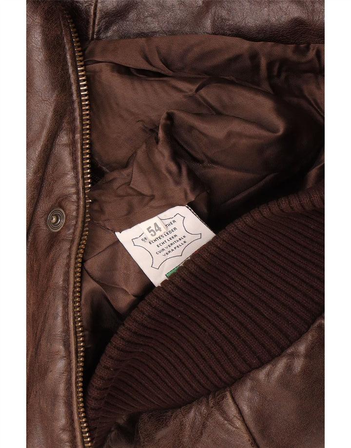 Vintage hombres bombardero chaqueta de cuero IT 54 2XL cuero marrón