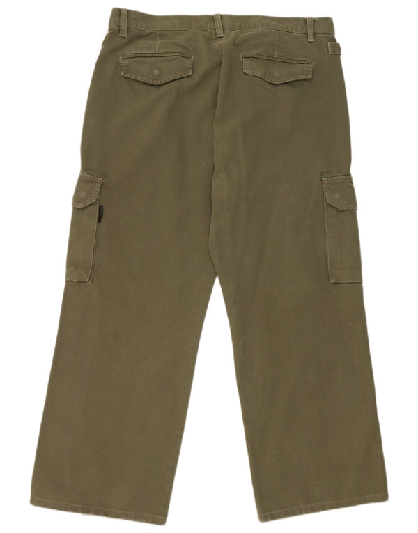 Sergio Tacchini Pantalones cargo de pierna ancha para hombre W34 L27 Verde