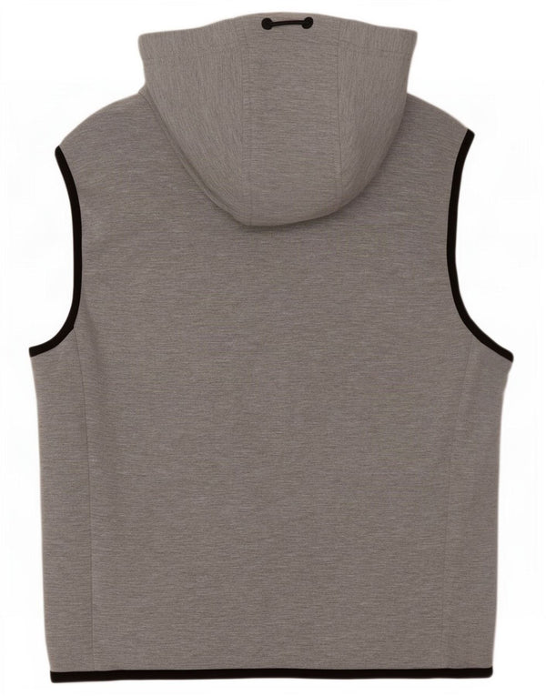 Zara Mens Sleeveless Zip Hoodie Sweater Small Grey Polyester