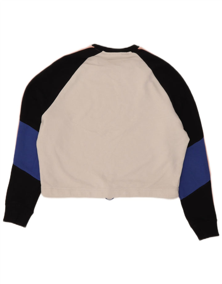 Fila Mujer Oversize Crop Sudadera Jumper UK 10 Small White Colourblock