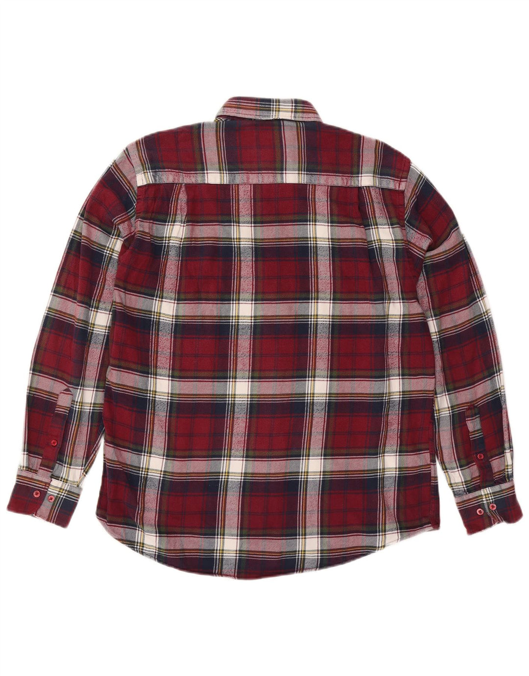 COMMANDER Camisa de franela para hombre talla 41/42 grande algodón a cuadros burdeos