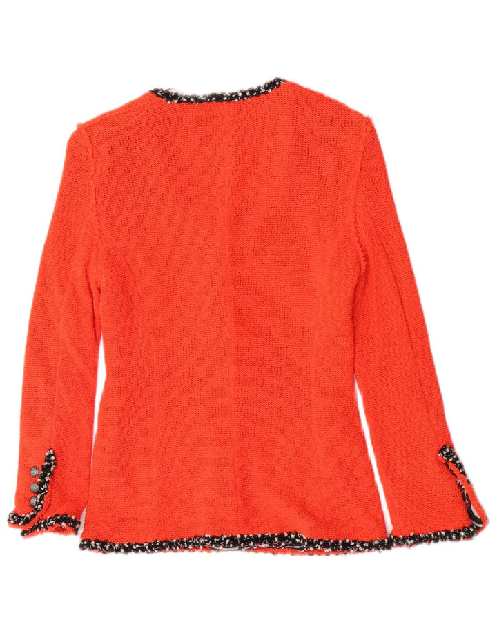 Zara Chaqueta Blazer De Punto De 4 Botones para Mujer UK 42 Algodón Naranja Mediano