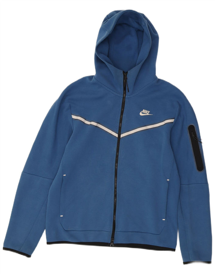 NIKE Hombre Sudadera con capucha y cremallera de algodón color block en azul medio