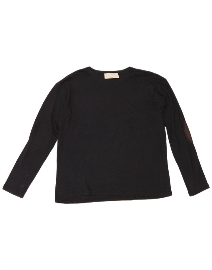 Zara Mujer Top Manga Larga UK 40 Small Negro