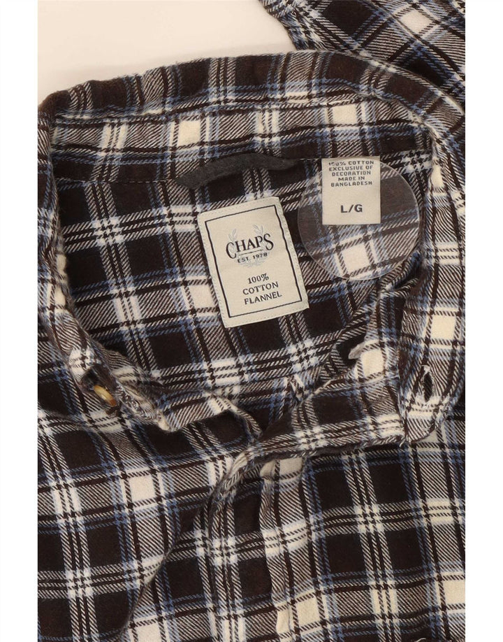 Chaps Camisa de franela para hombre de algodón a cuadros negros grandes