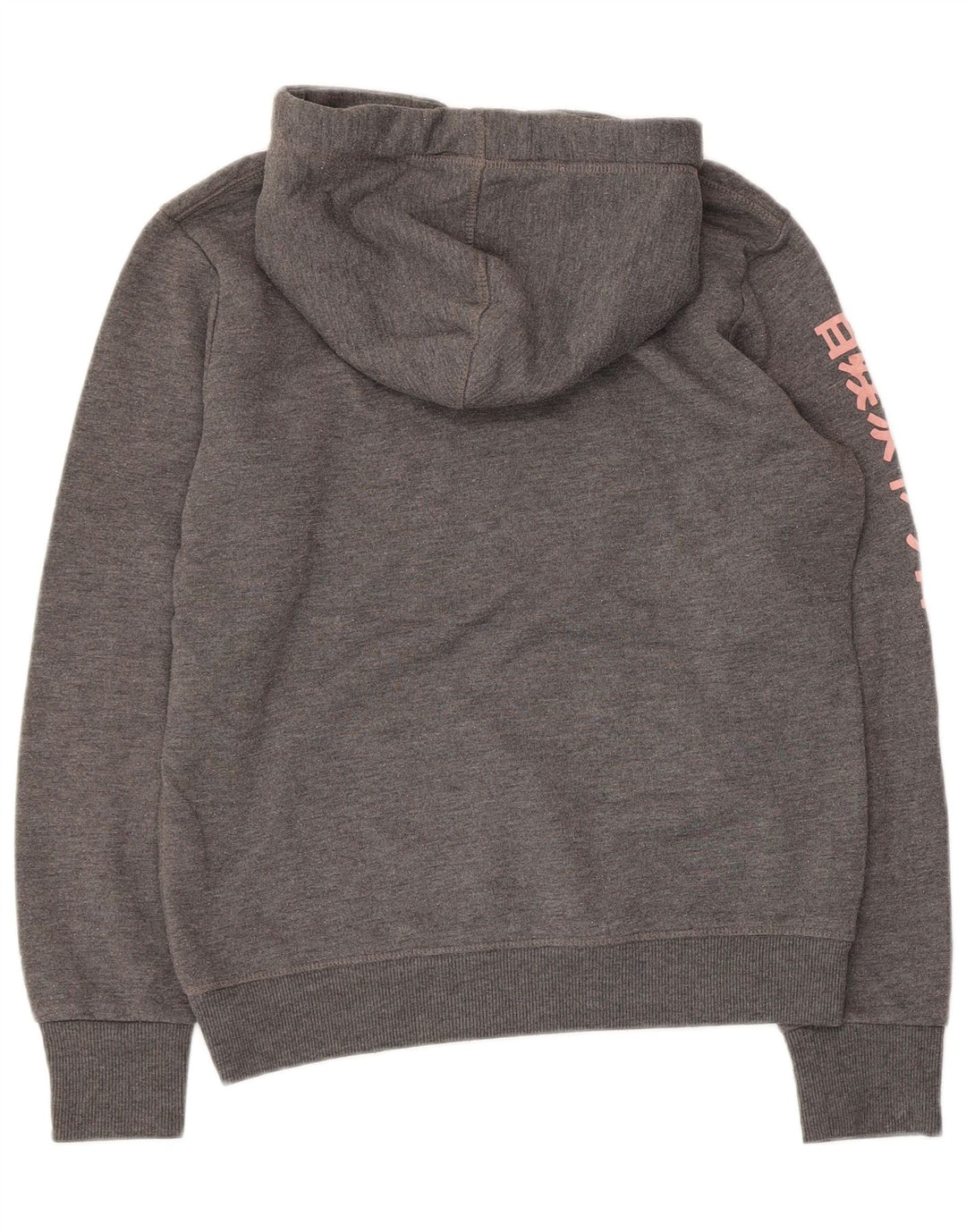 SUPERDRY Jersey con capucha gráfica para mujer UK 44 Poliéster gris medio