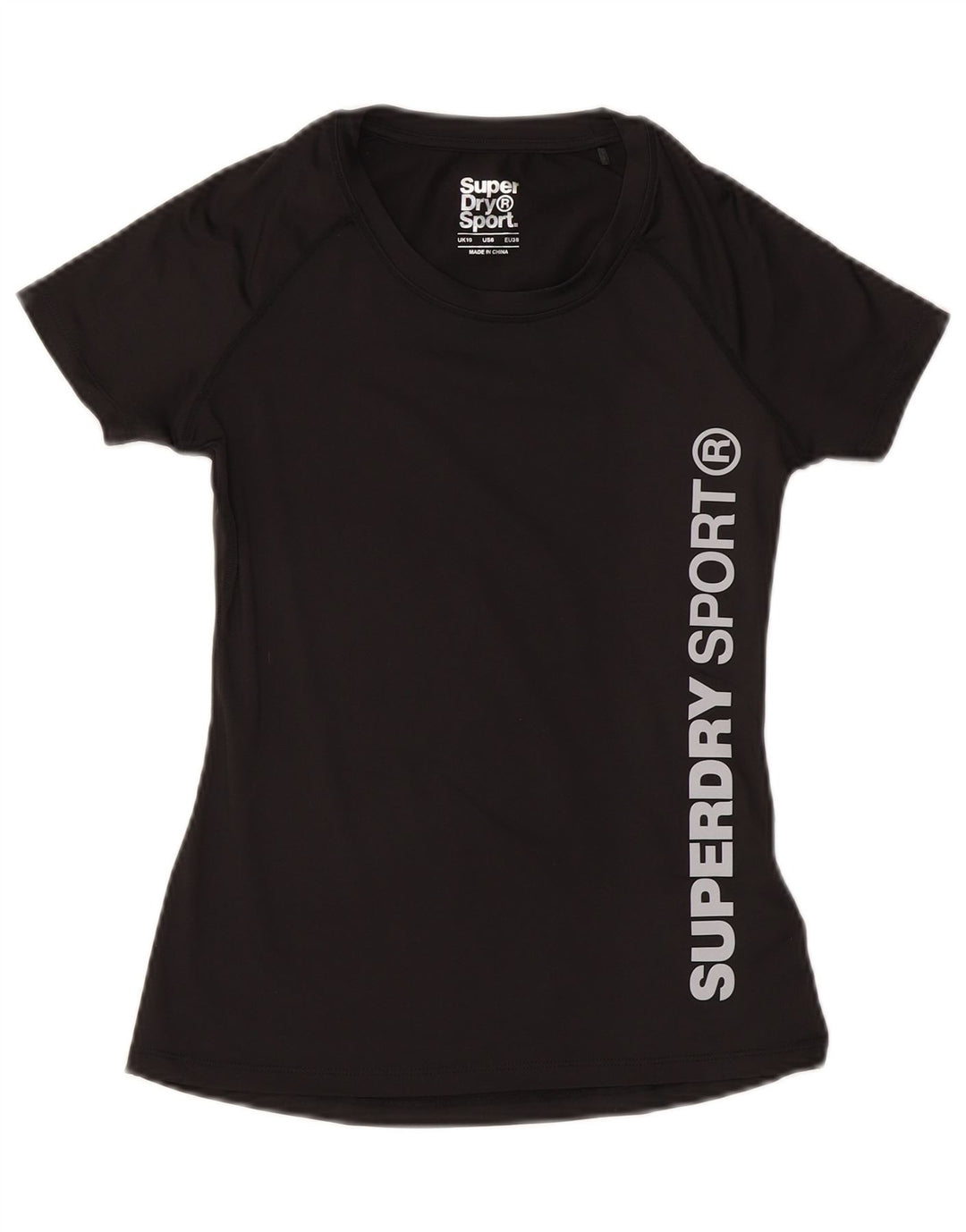 SUPERDRY Camiseta gráfica para mujer Top UK 10 Small Black Poliéster