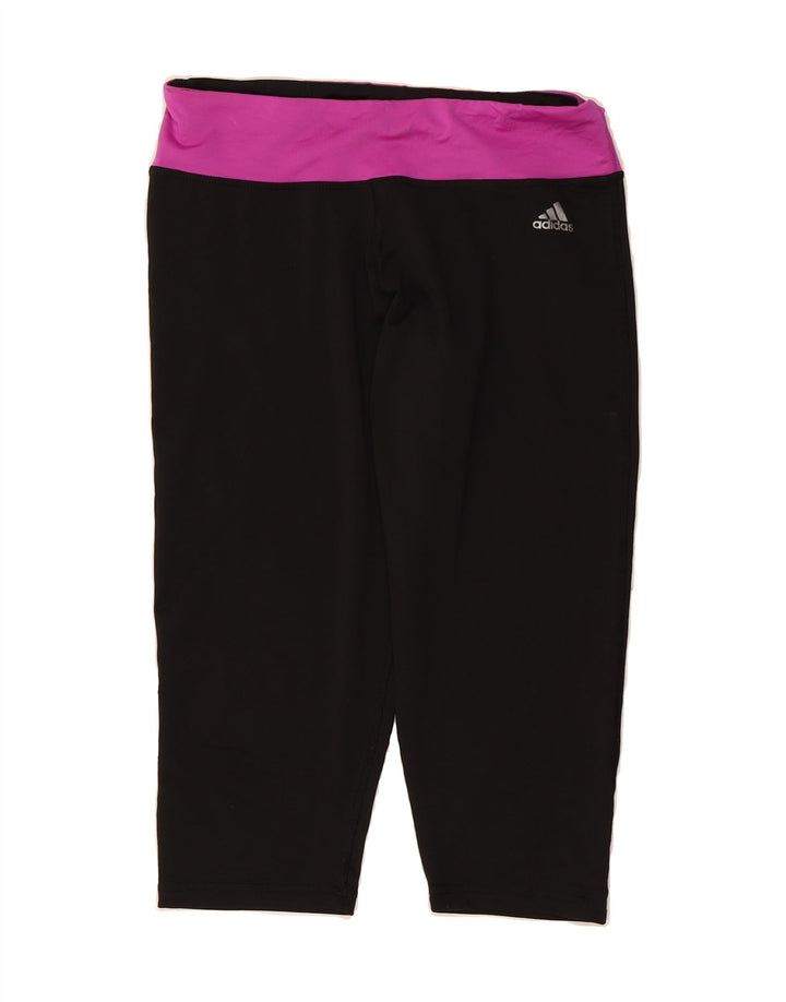 ADIDAS Womens Climalite Capri Leggings UK 12/14 Medium  Black Polyester Vintage Adidas and Second-Hand Adidas from Messina Hembry 