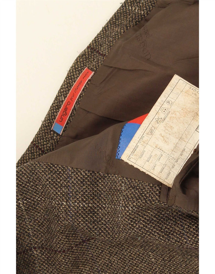 Ungaro Chaqueta tipo blazer de 2 botones para hombre IT 48 Lana virgen a cuadros marrón medio