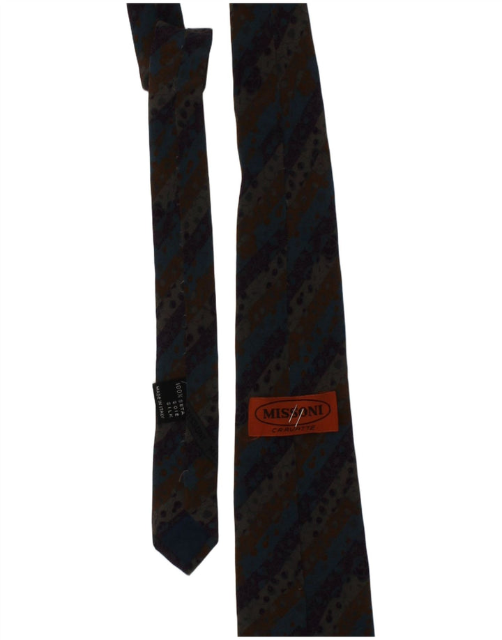 Corbata Missoni para hombre, talla única, diseño de seda a rayas multicolor