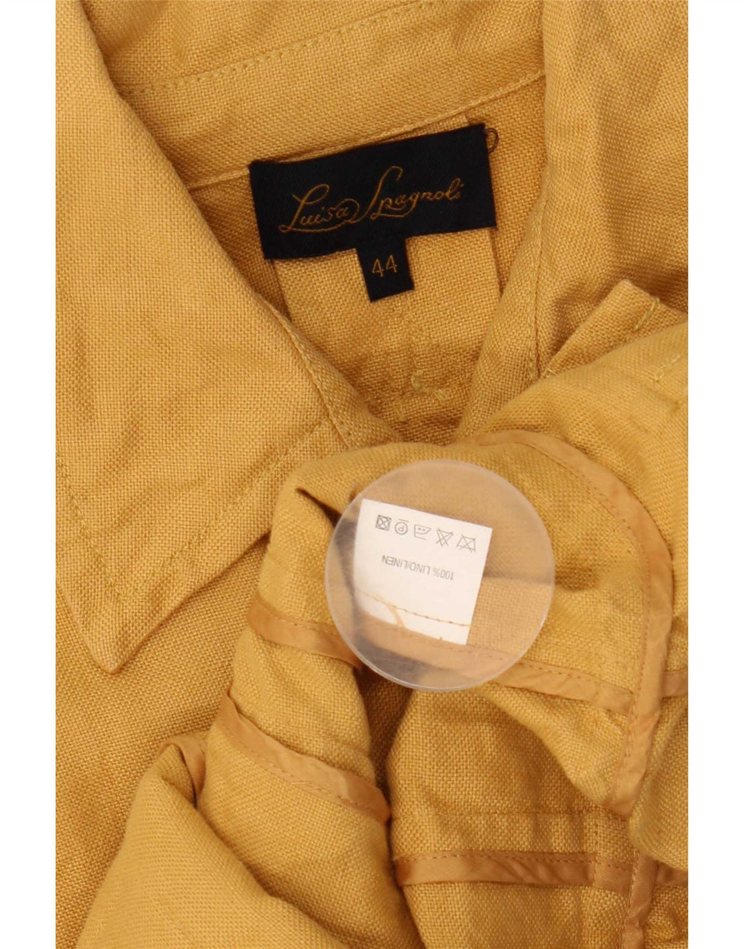 Luisa Spagnoli Chaqueta militar utilitaria para mujer IT 44 Lino amarillo mediano