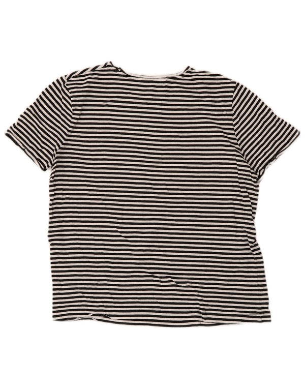 Zara Mujer Crop Camiseta Top UK 10 Small Negro Rayas