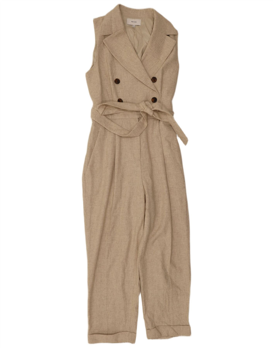 Mono sin mangas para mujer Reiss UK 42 Lana beige medio