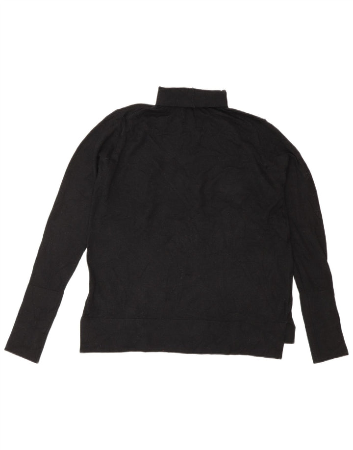 Zara Jersey con cuello vuelto para mujer, talla 44, talla mediana, modal negro