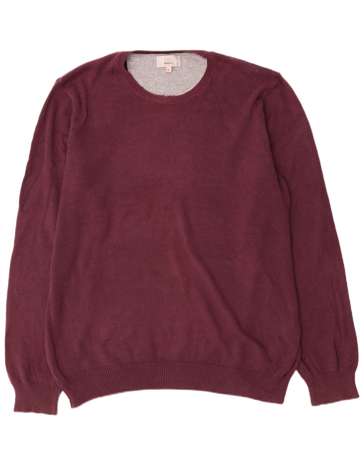 Marks & Spencer Suéter tipo jersey con cuello redondo y corte regular para hombre, talla grande, color morado